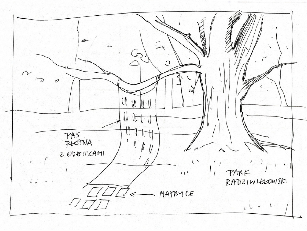 True stories - drawing of an artistic installation